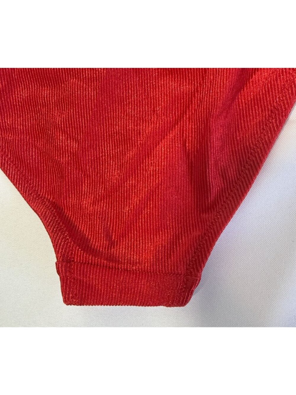 Wild Fable Red Ribbed Side Tie Bikini Bottom Size XS Low Rise High Leg Cheeky NW - Picture 5 of 11